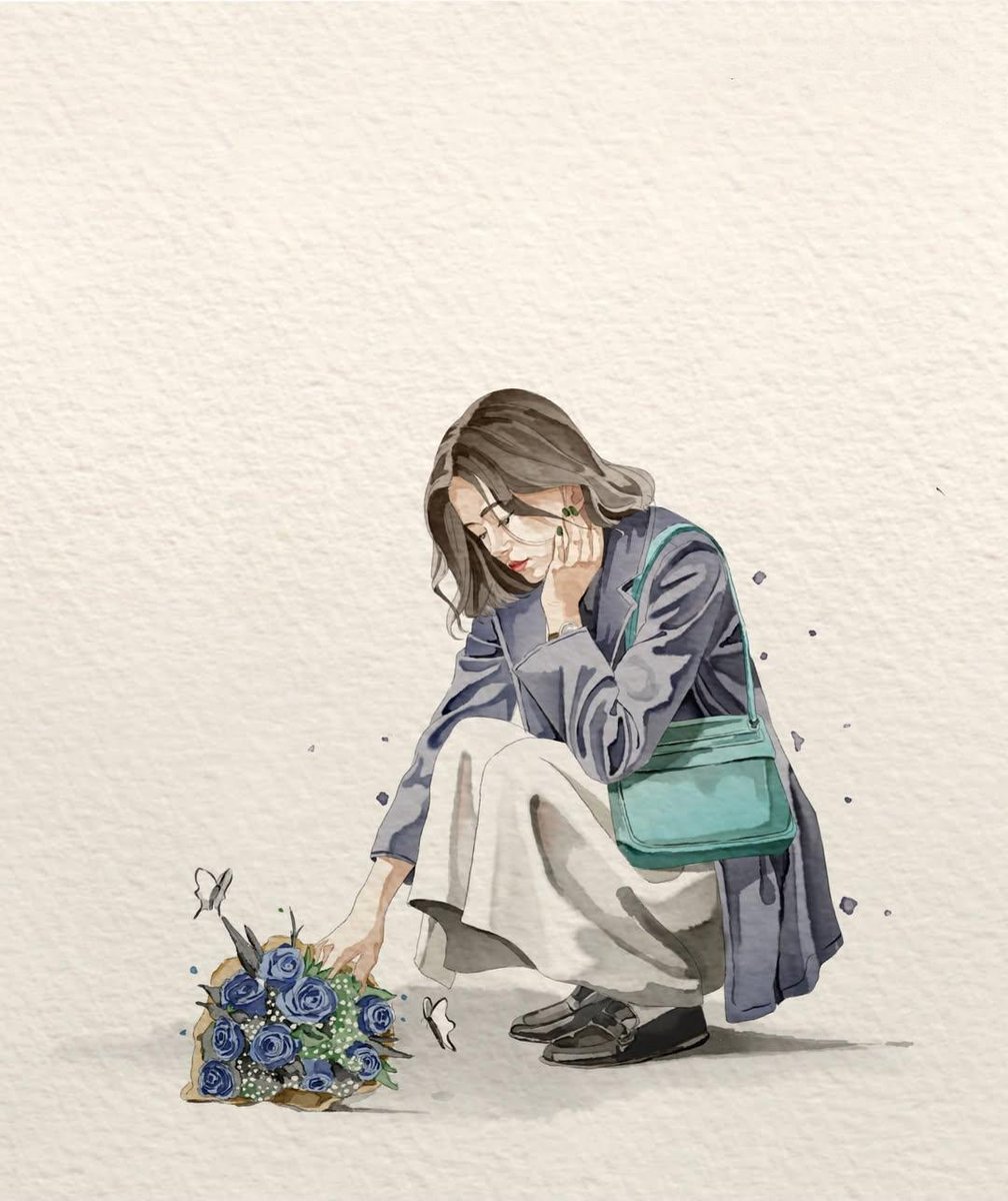 Female illustration watercolor warm elegant