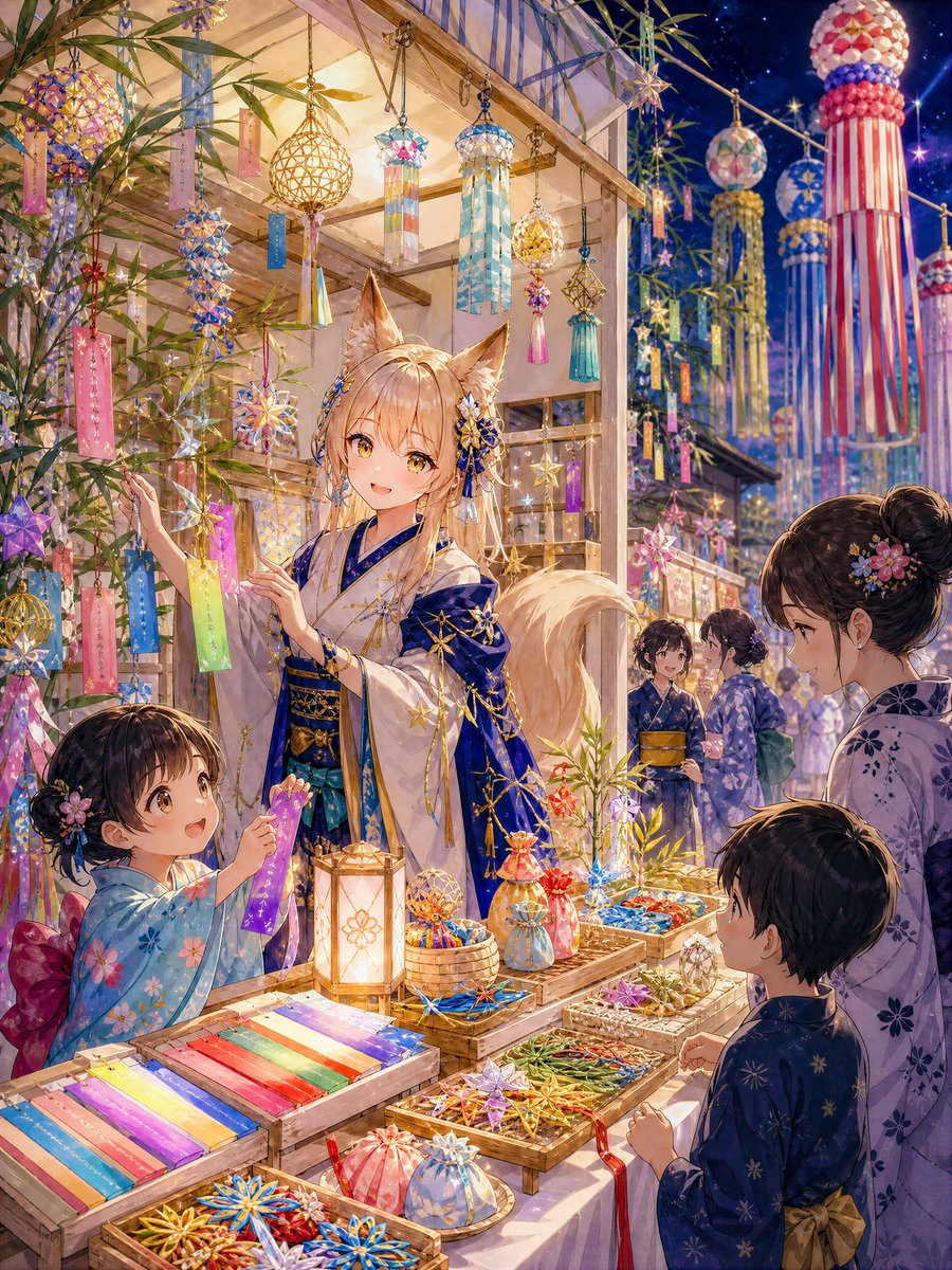 Character Anime Illustration Warm Night Scene Gentle