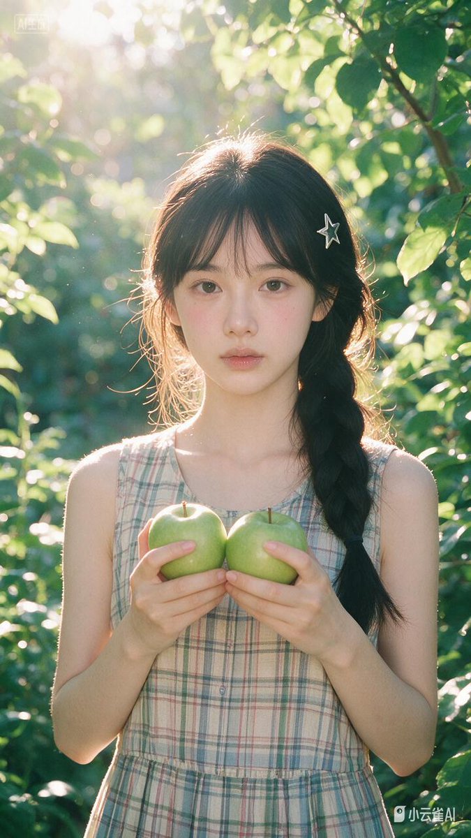 Realistic film portrait garden dreamy melancholic.