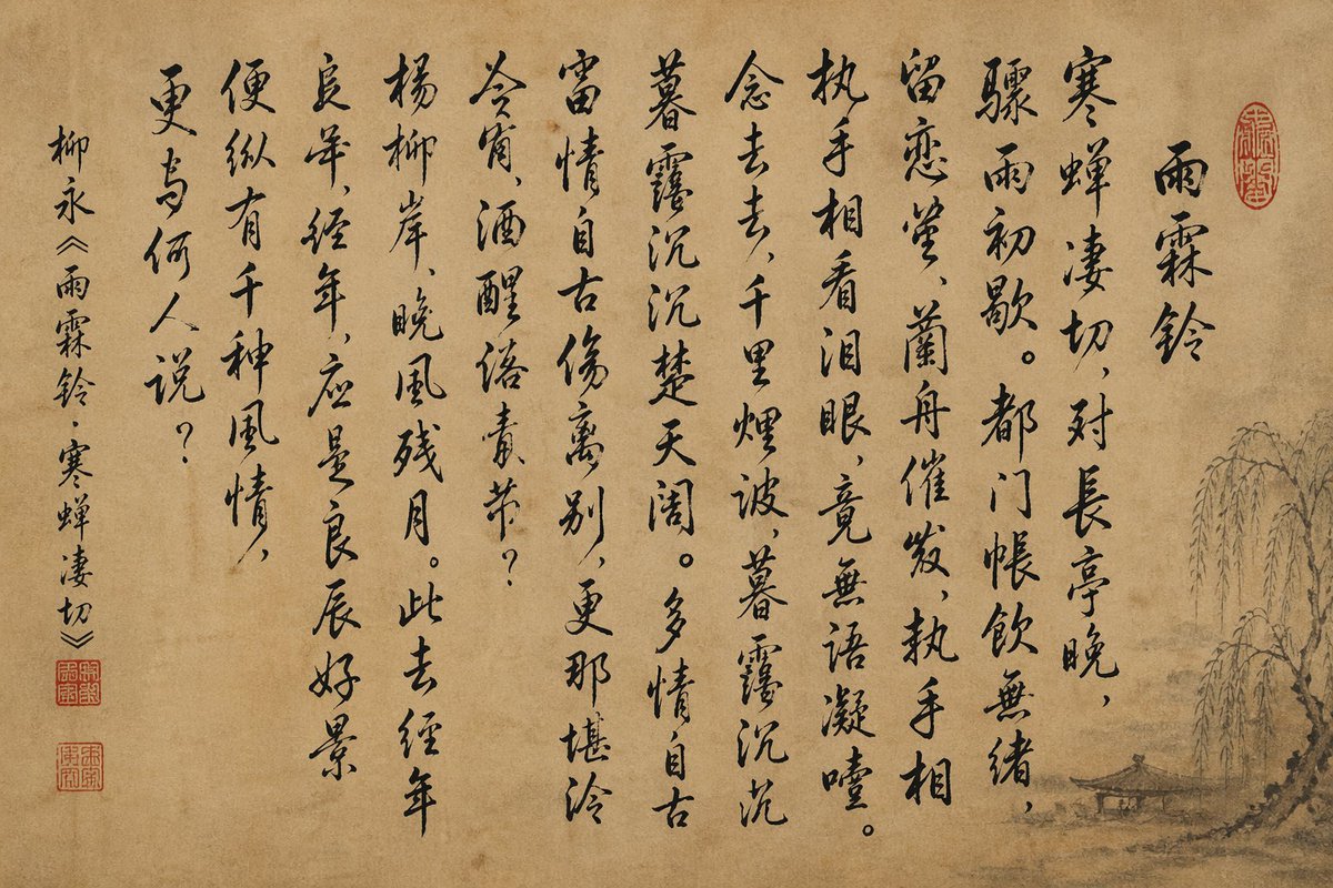 Chinese calligraphy poetry scroll