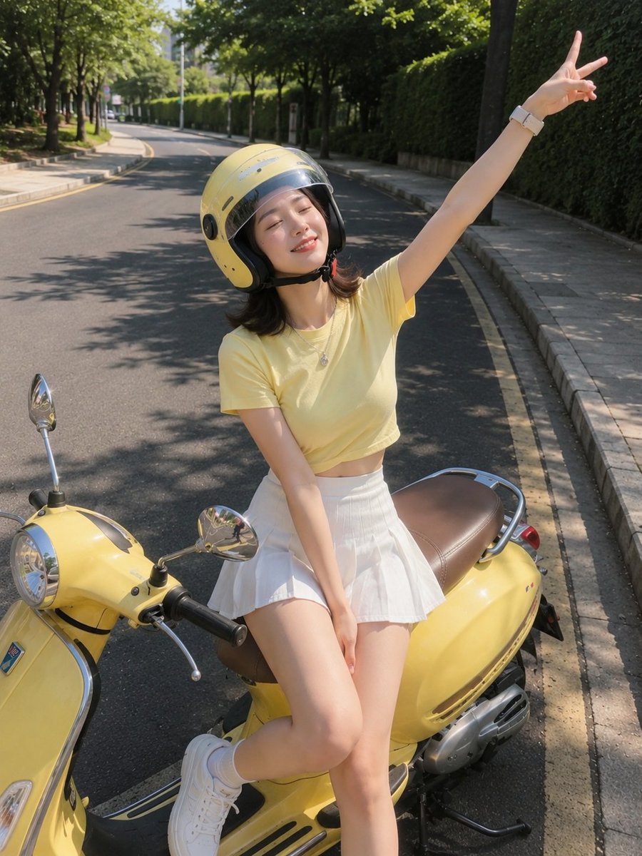 Woman Realistic Retro Street