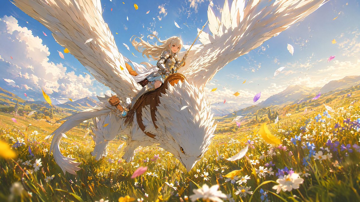 Character cinematic anime mountain, warm.