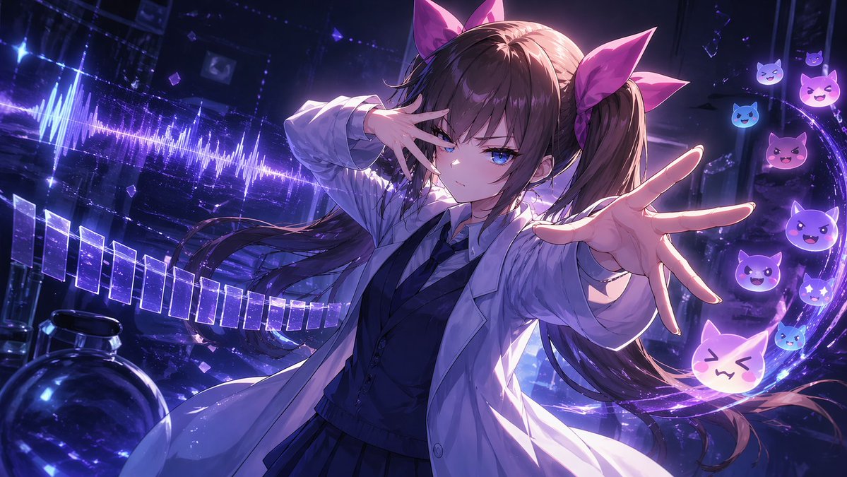 Girl anime illustration neon cyberpunk cute