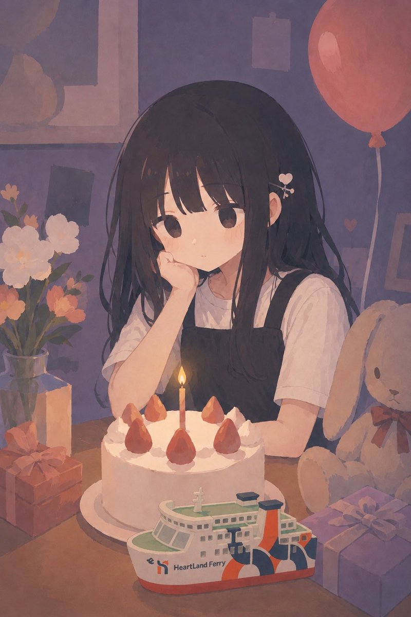 Dreamy, warm, and cute girl anime illustration