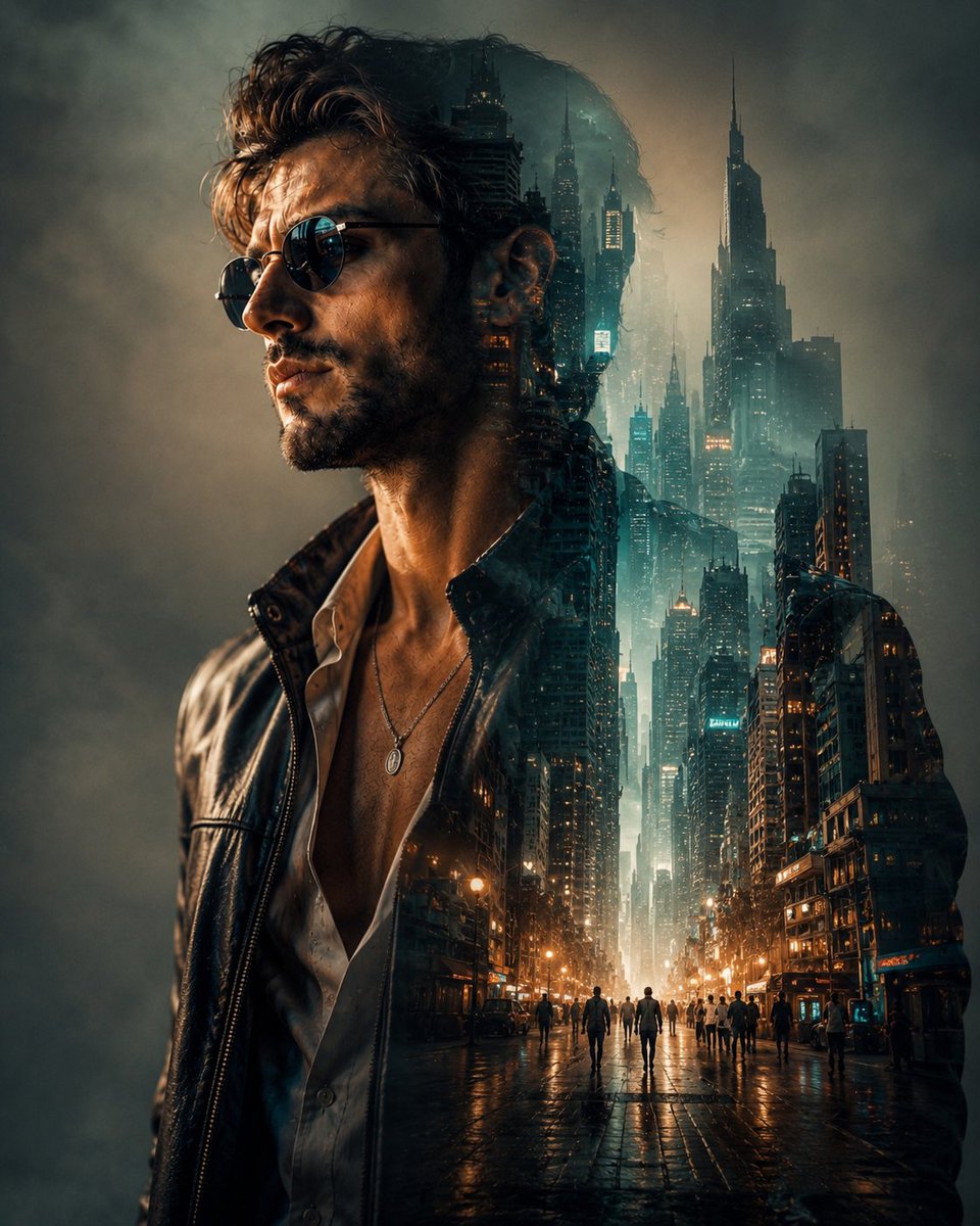 Portrait realistic city futuristic premium