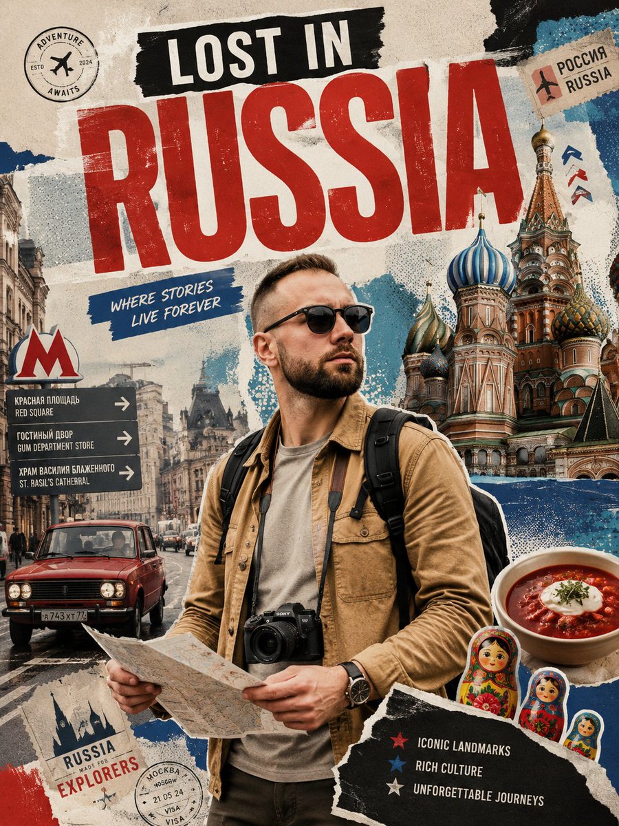 Male poster realistic retro city