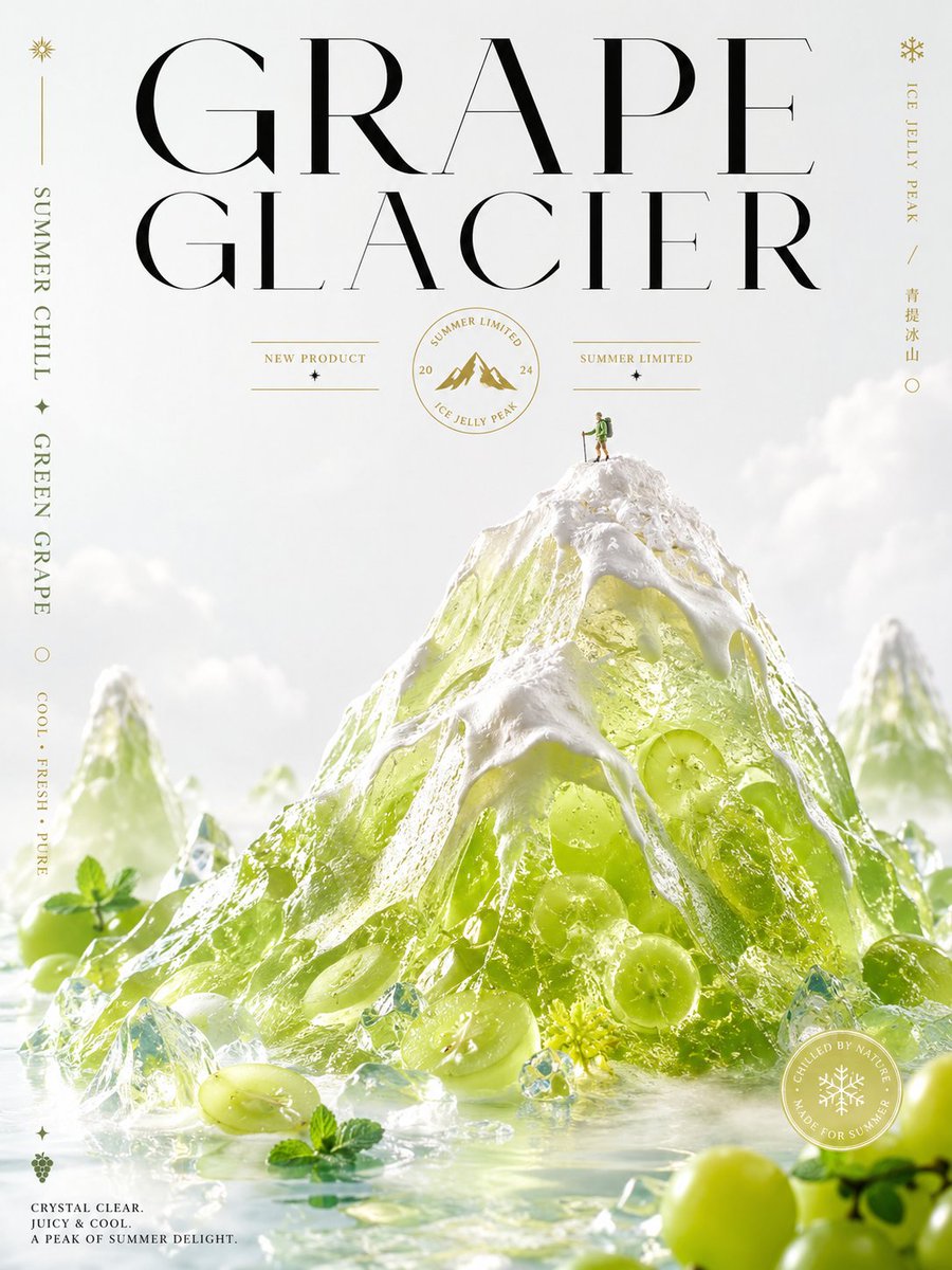 Luxury grape glacier dessert poster