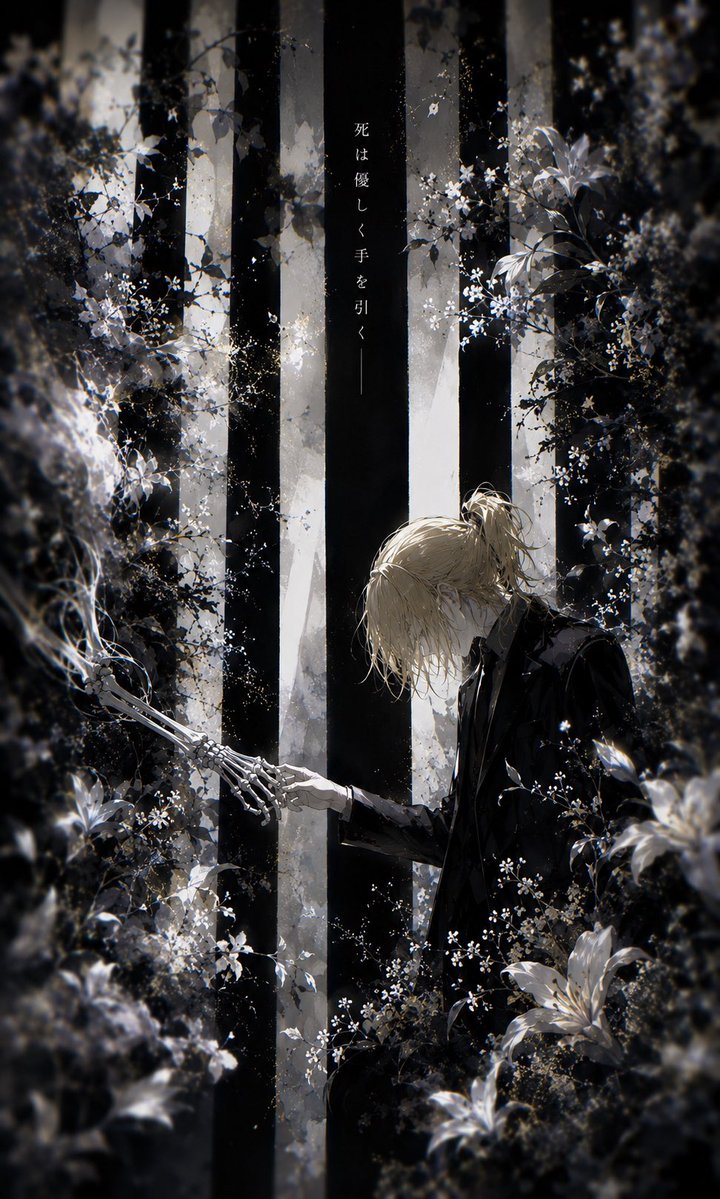 Character anime illustration forest dark gentle
