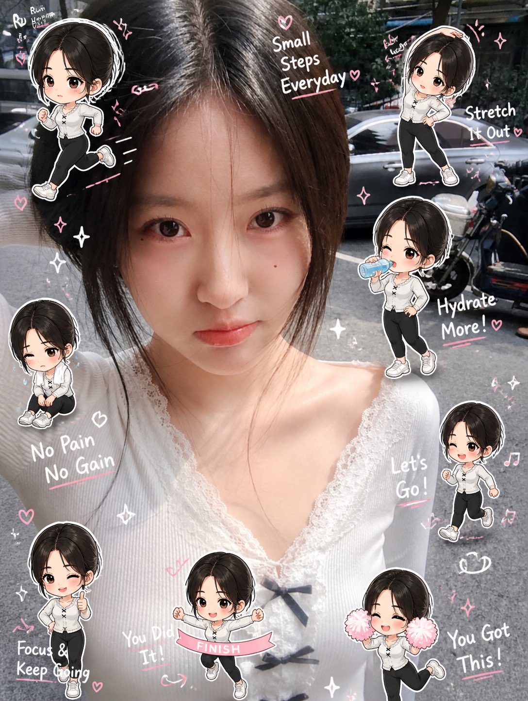 Fitness Moment Chibi Sticker Diary Photo