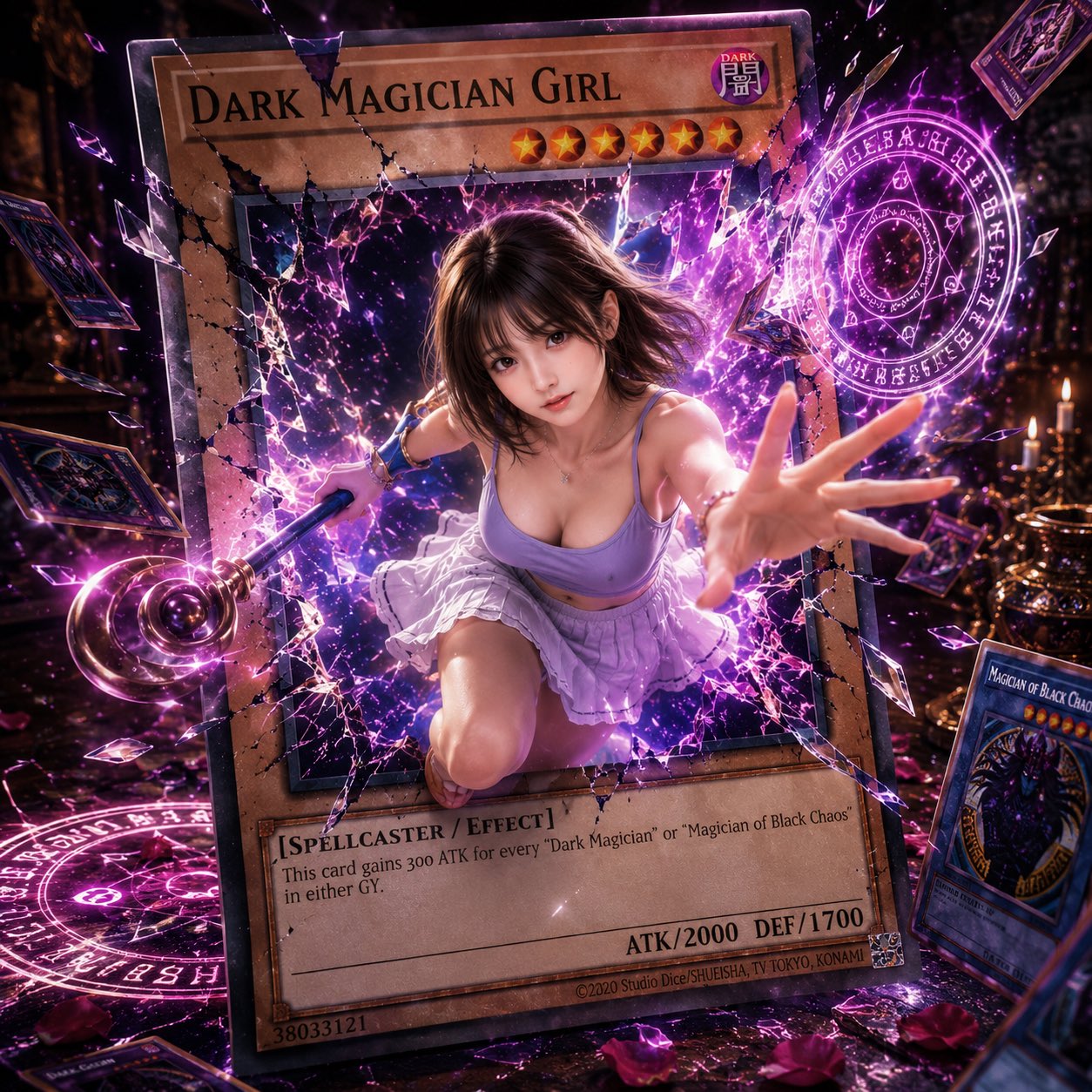 Girl cinematic 3D retro neon premium