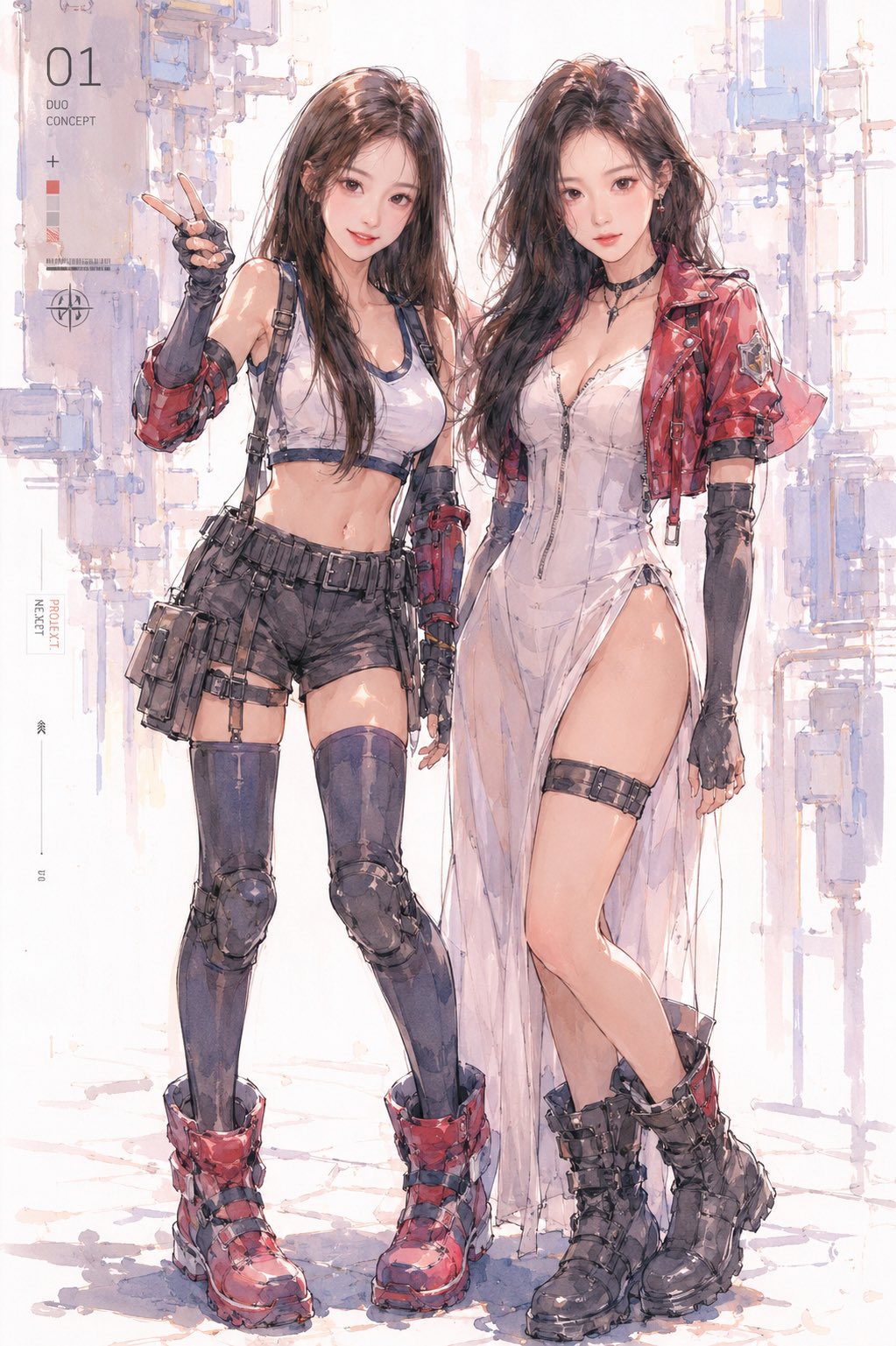 Girl anime cinematic cyberpunk city premium