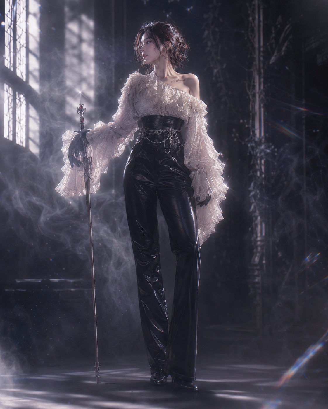Cinematic dark cool-tone elegant portrait