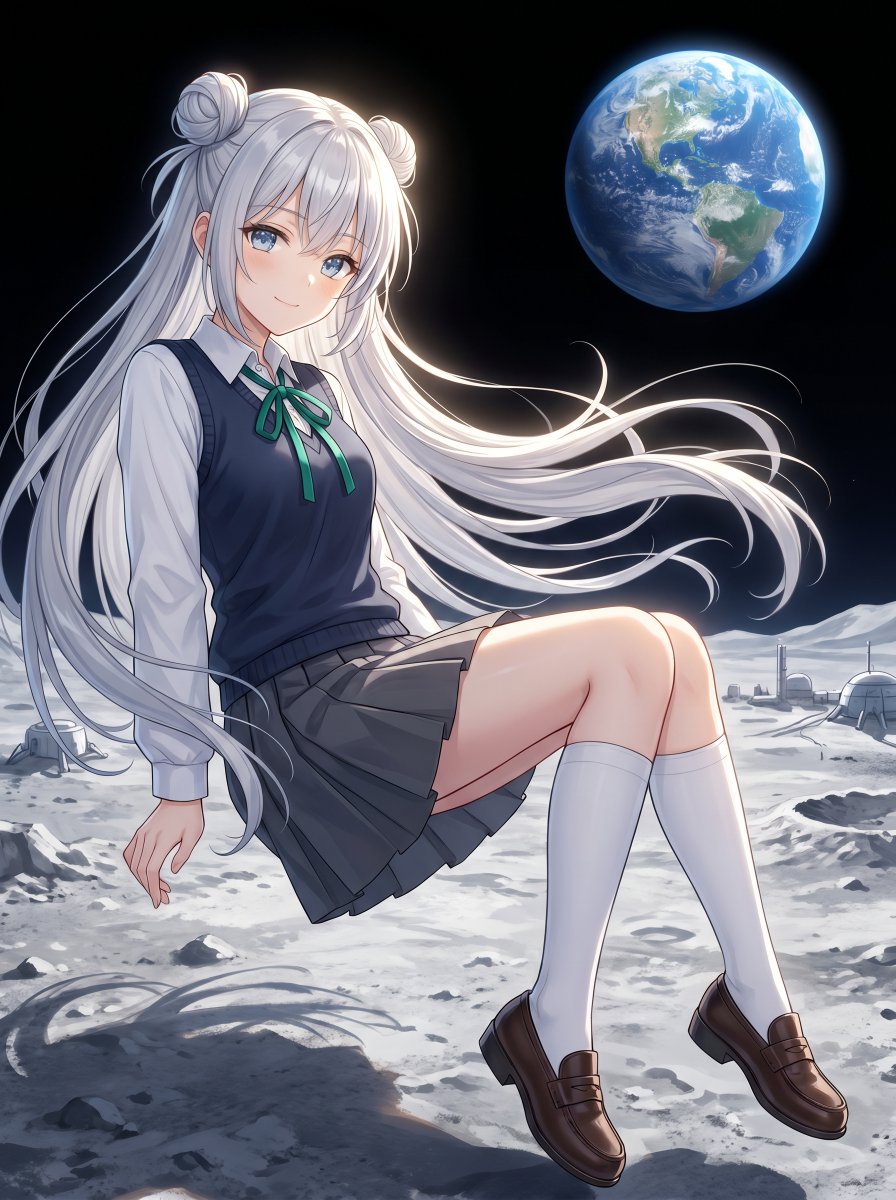 Girl anime illustration, futuristic, dreamy, cute
