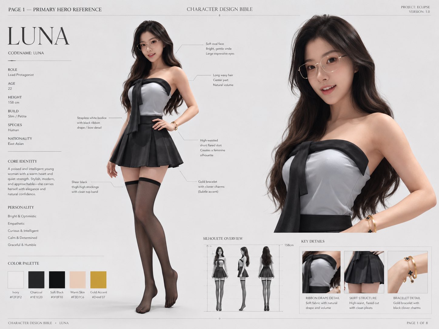 Character realistic anime studio cool-tone elegant
