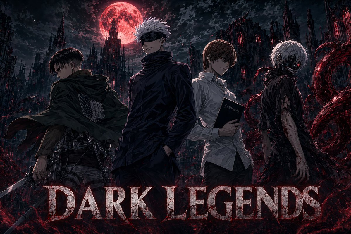 Male anime poster, nighttime, dark