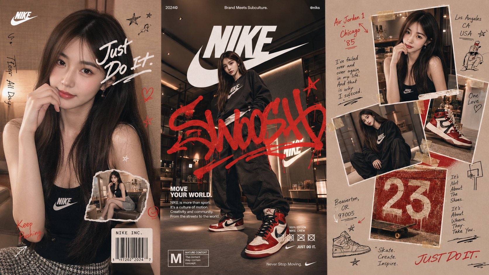 Female poster brand streetwear warm premium