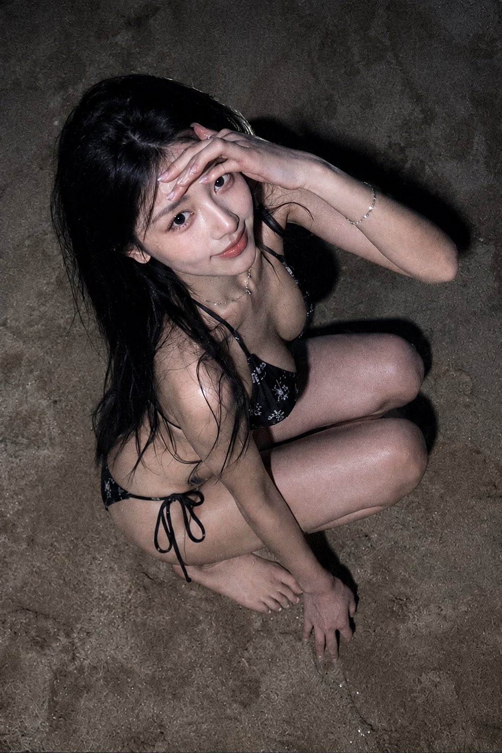 Woman Night Seaside Moonlight Portrait