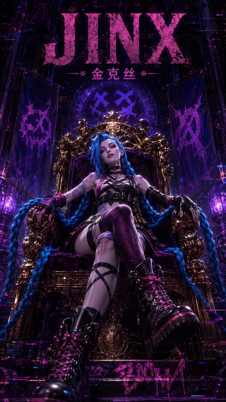 Broken character poster cyber dark neon