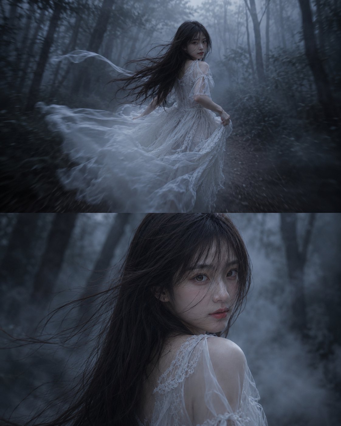 Portrait cinematic poster dark forest aesthetic