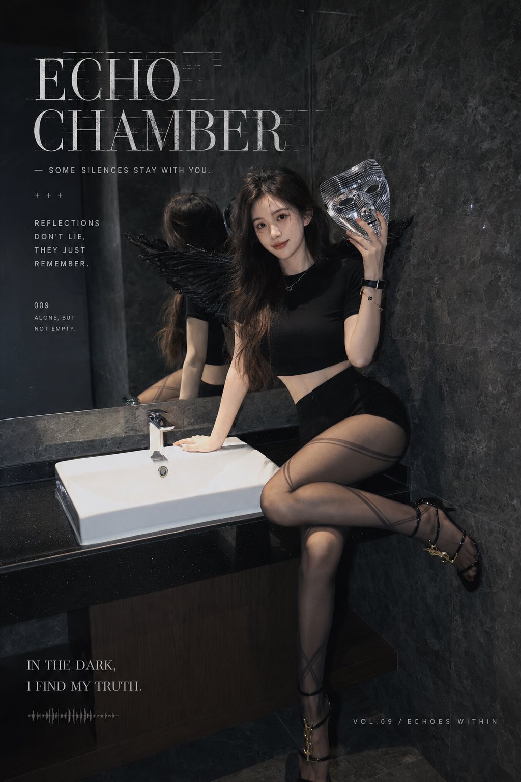 Female film cinematic feel dark cool tone high-end