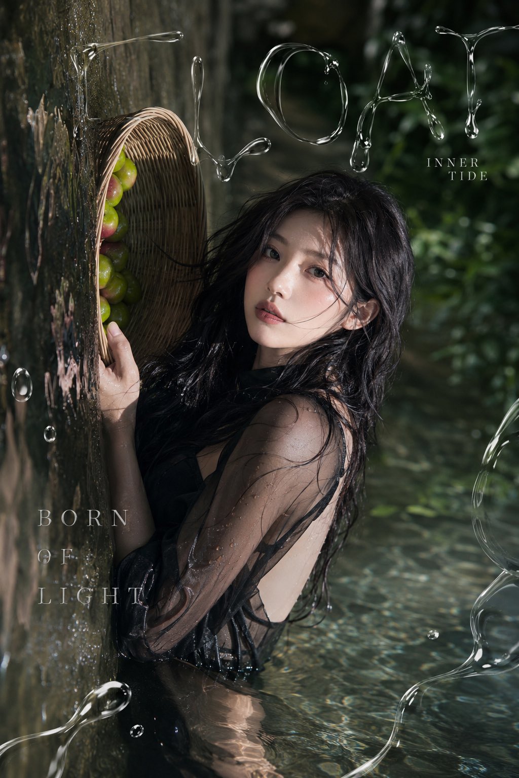 Honkai Female Cinematic Typography Forest Cool-Tone Premium