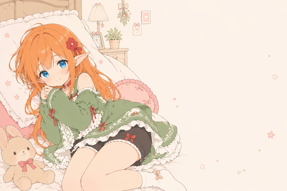 Girl anime illustration bedroom cute