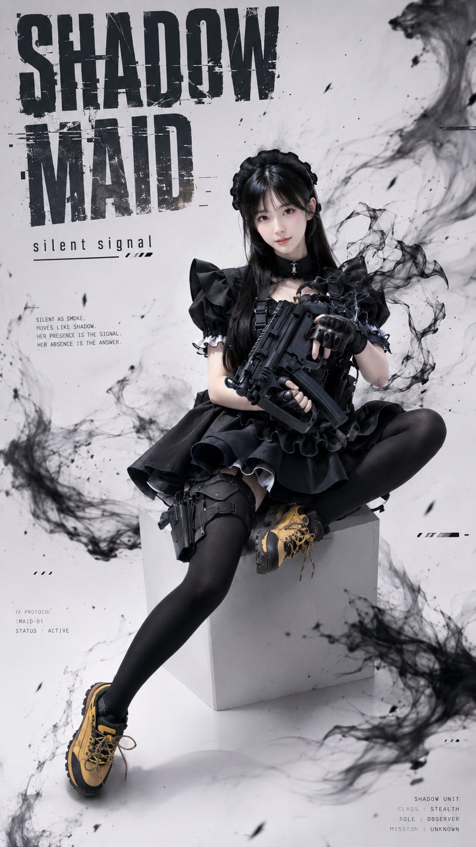 Female anime minimalist futuristic cool-tone high-end