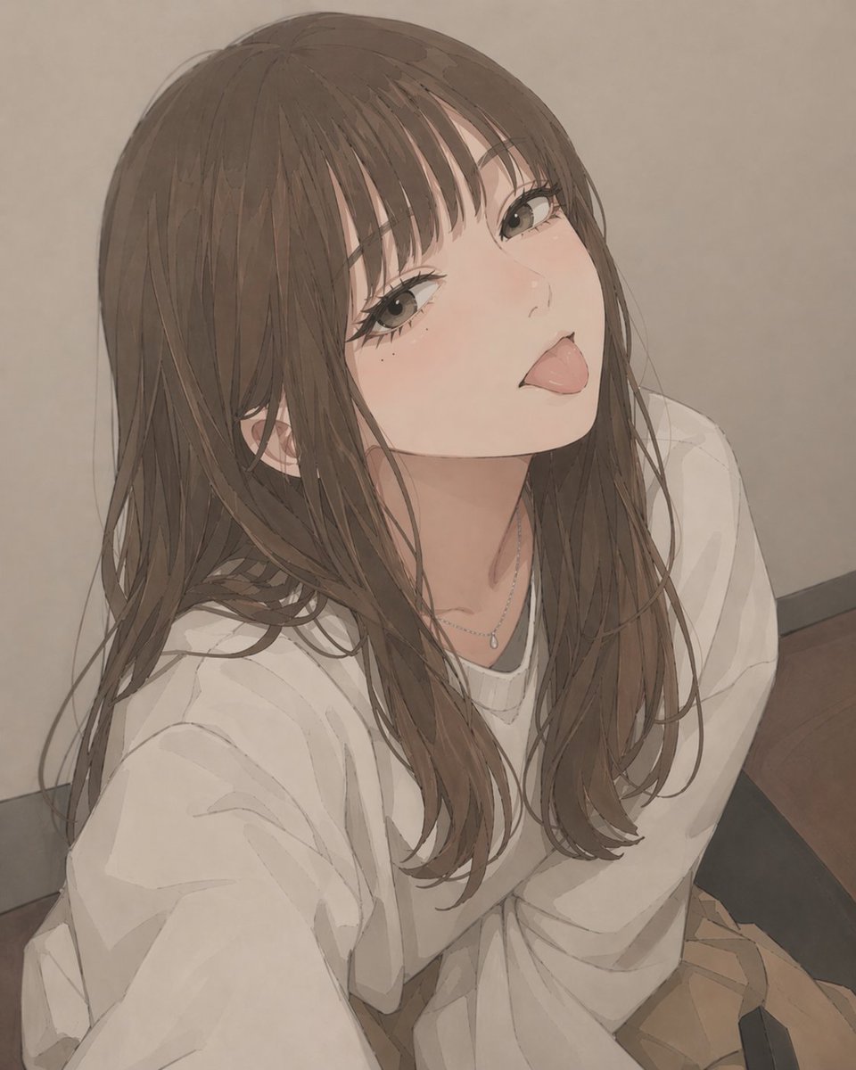 Female anime illustration warm indoor