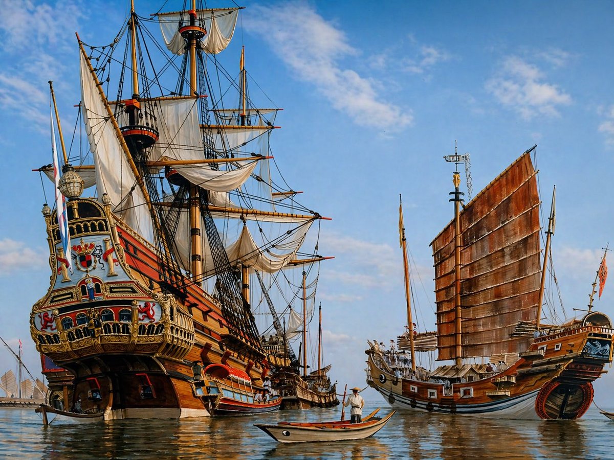 Historical Galleon and Chinese Junk