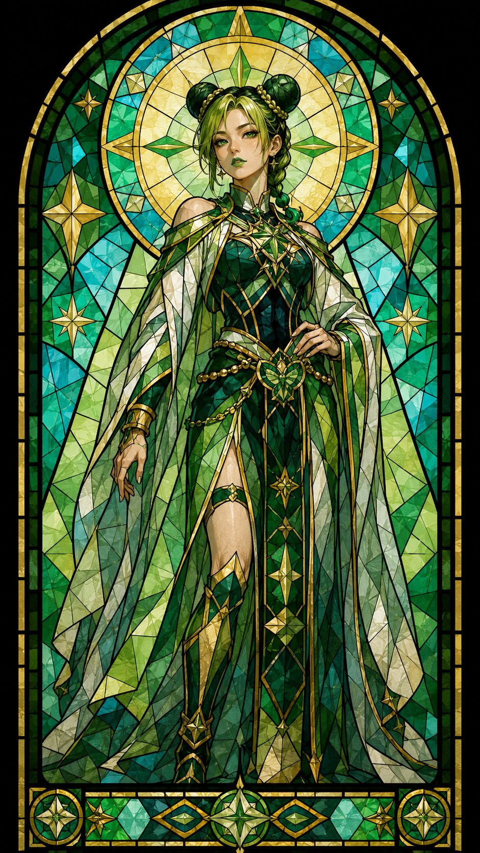 彩绘玻璃插画设计动漫插画