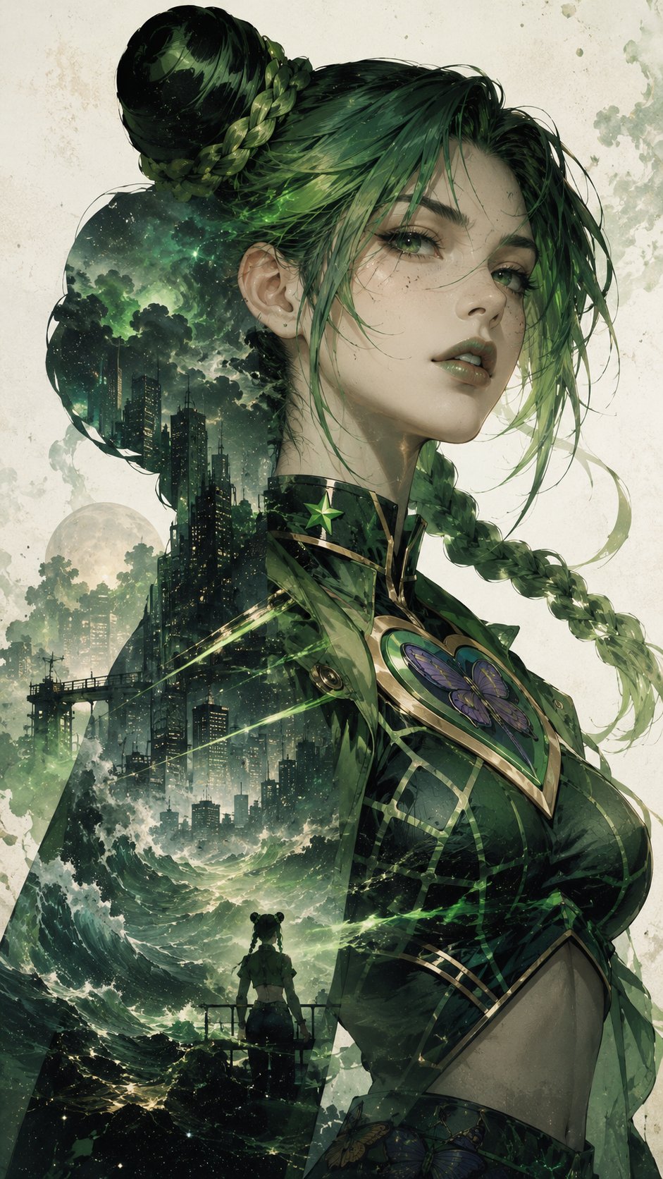 JOJO female characters double-exposure portrait