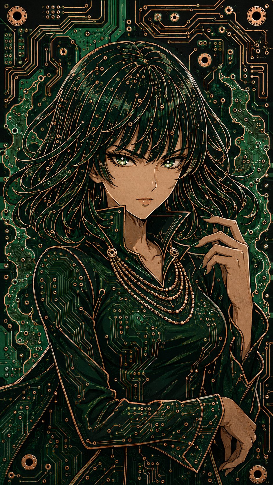 Portrait anime cyber neon snow