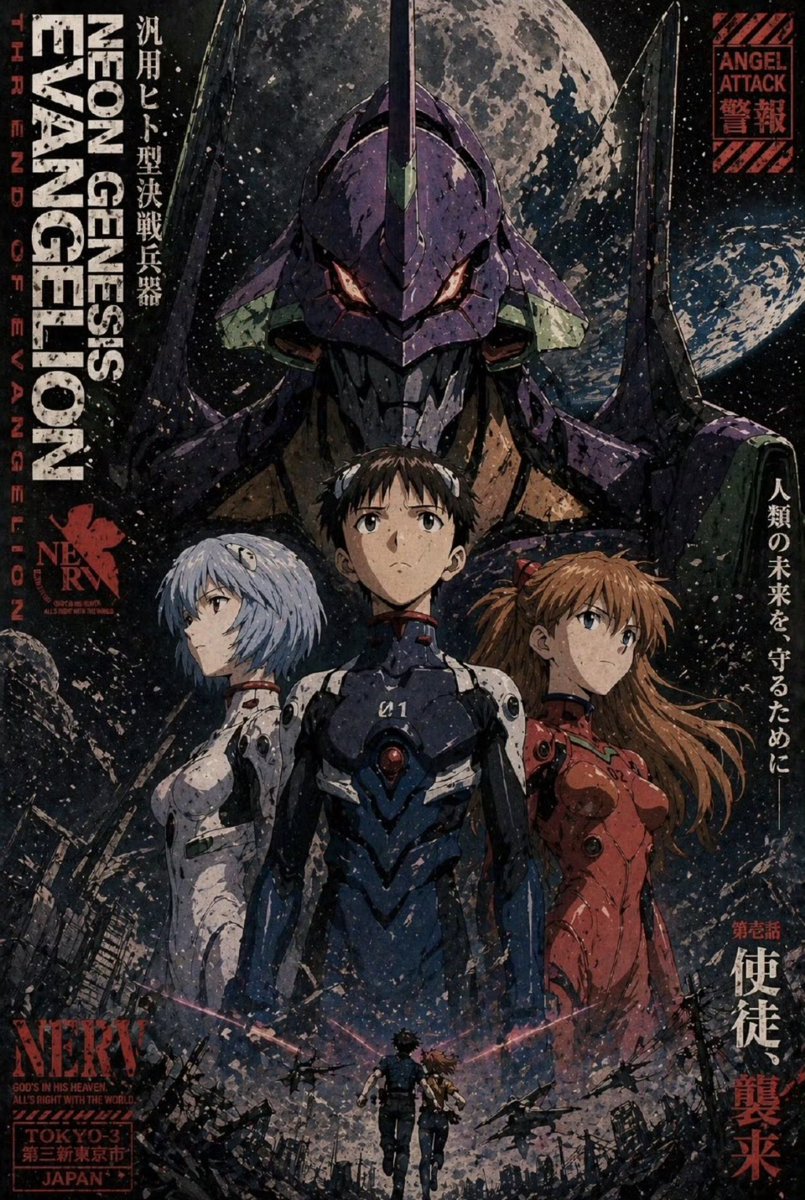 Neon Genesis Evangelion robot anime poster vintage future