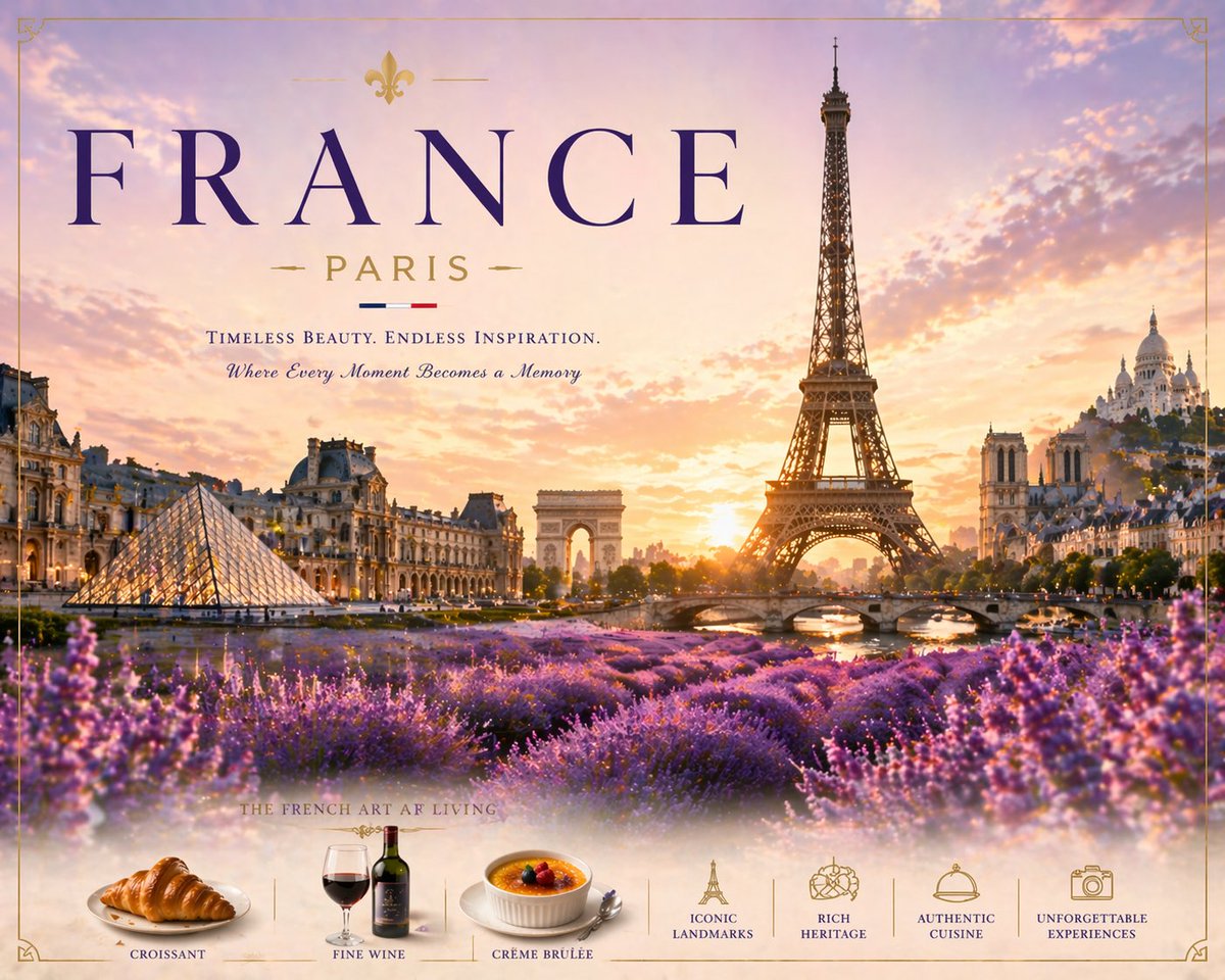 Romantic Paris travel poster