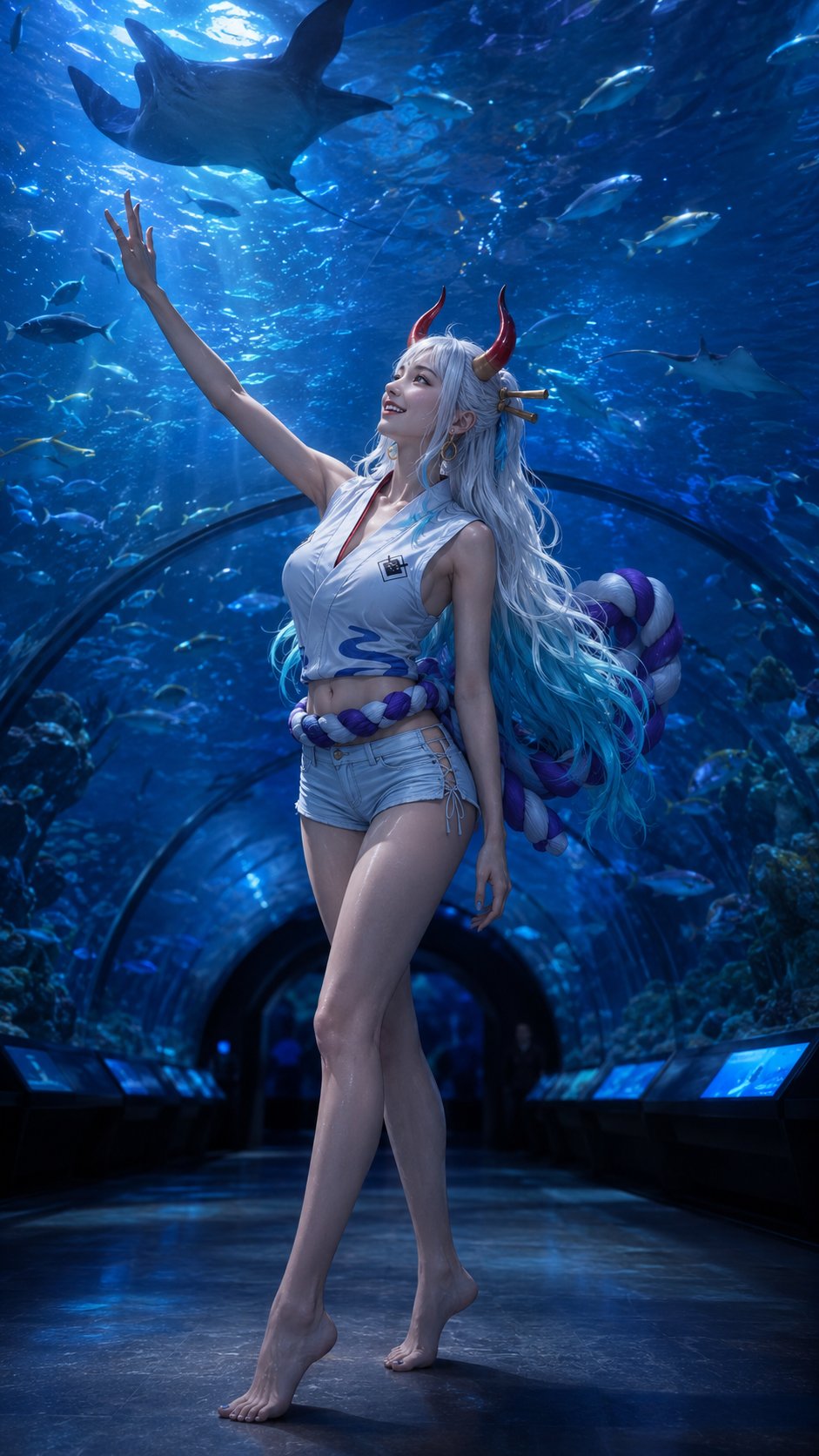 One Piece character, film anime, dreamy ocean, elegant.