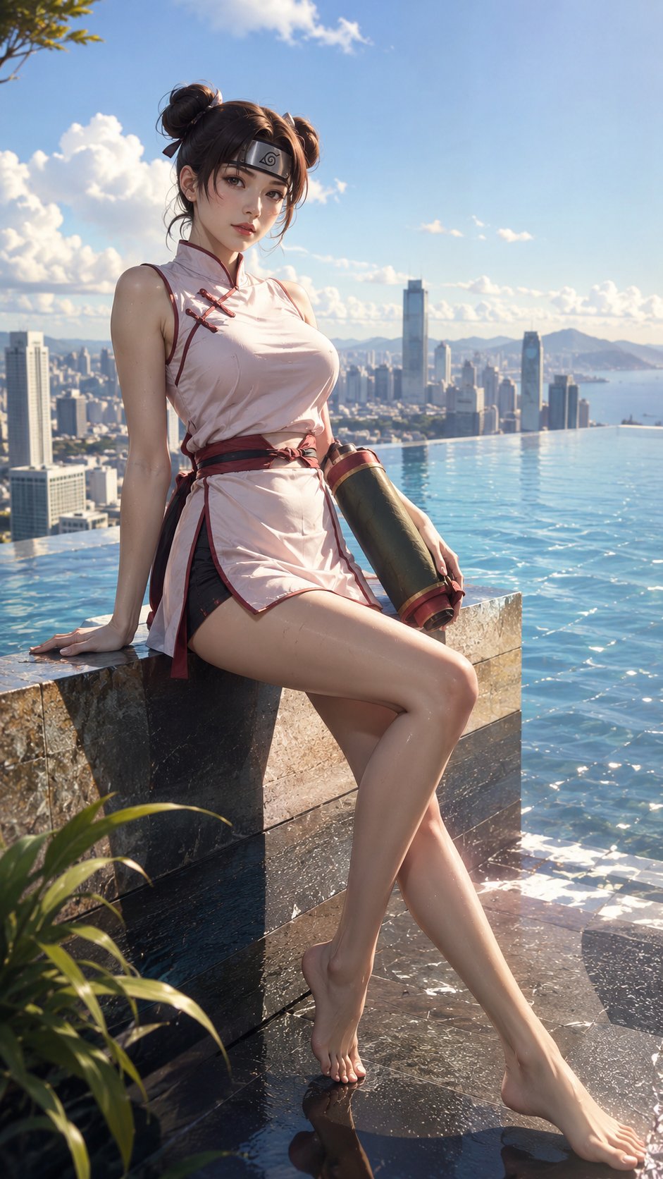 Naruto characters anime realistic city elegant