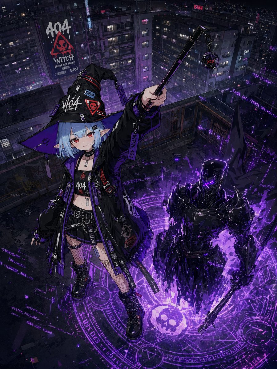 Elf anime illustration, cyberpunk, futuristic