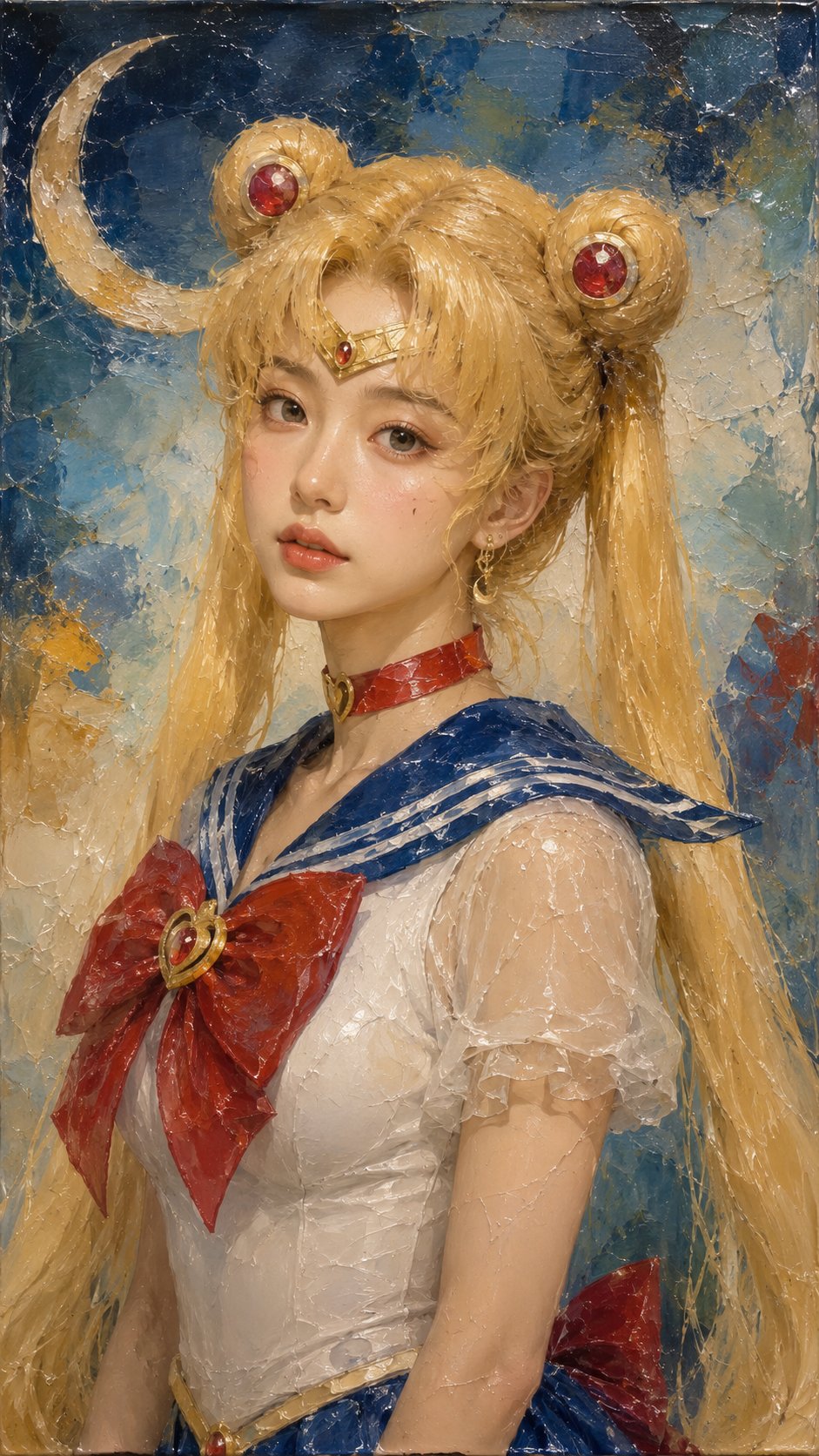 Impasto oil painting portrait, elegant