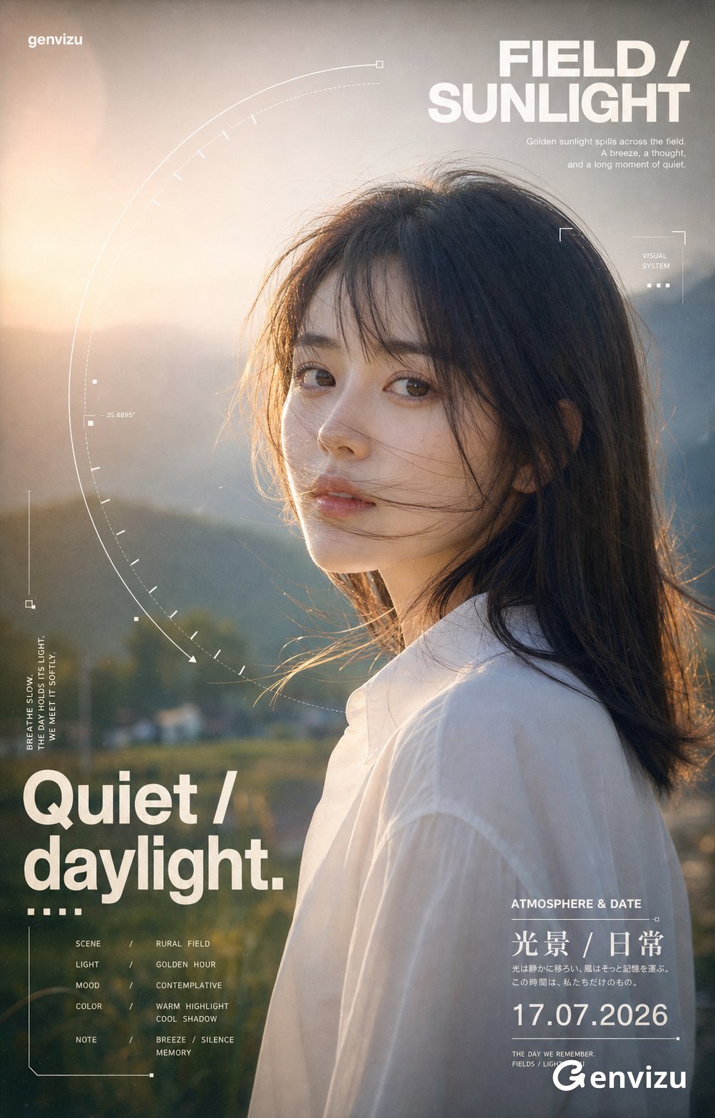 Warm Sunlight Countryside Portrait Photography Editorial Poster