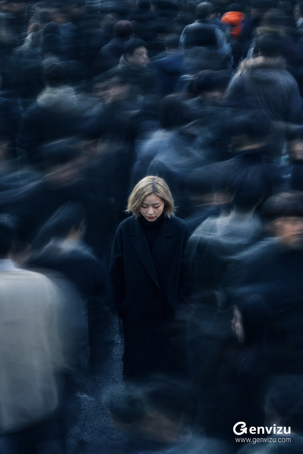 Female minimalist experimental street fashion photography