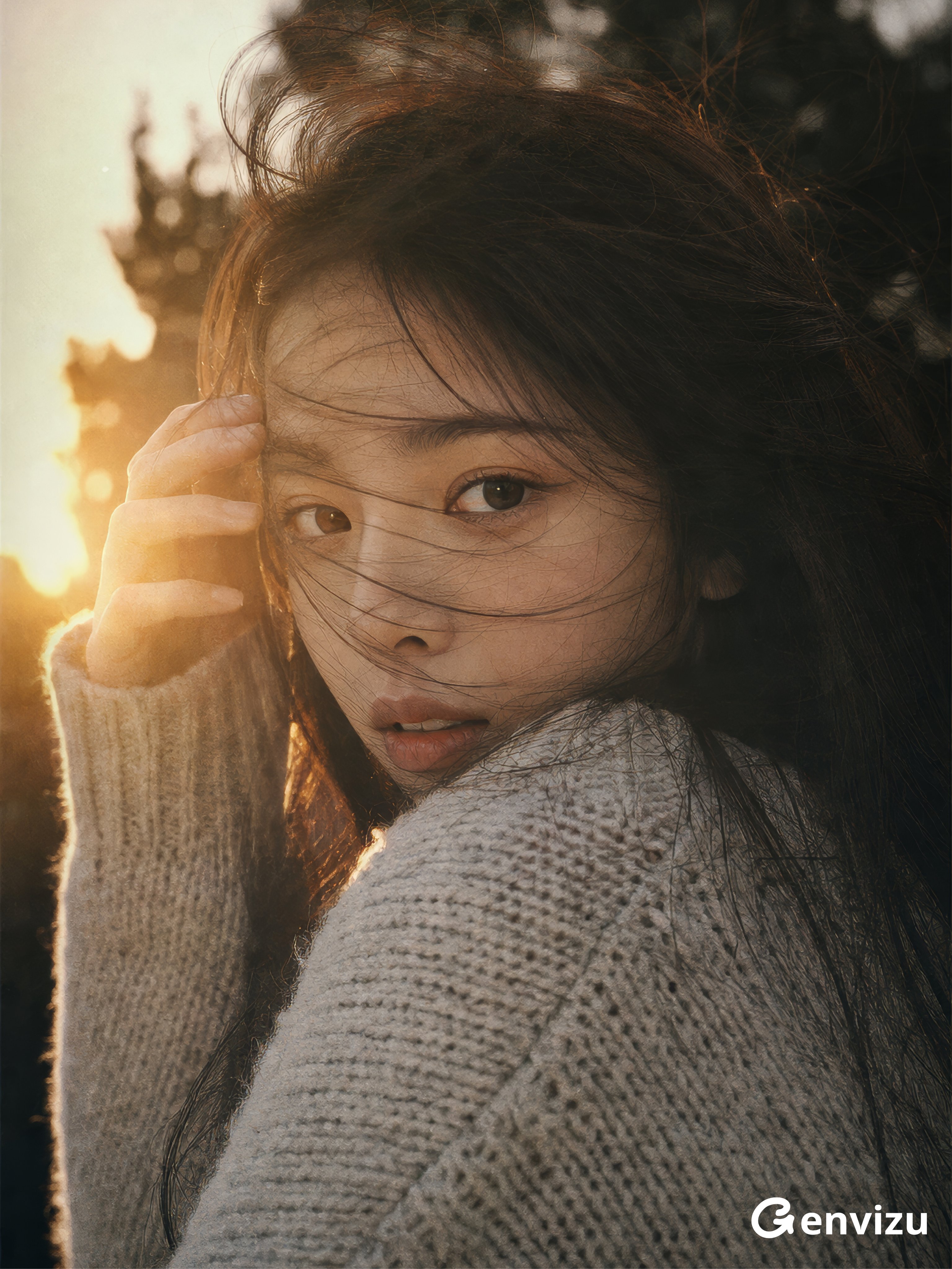 Realistic film-look outdoor portrait
