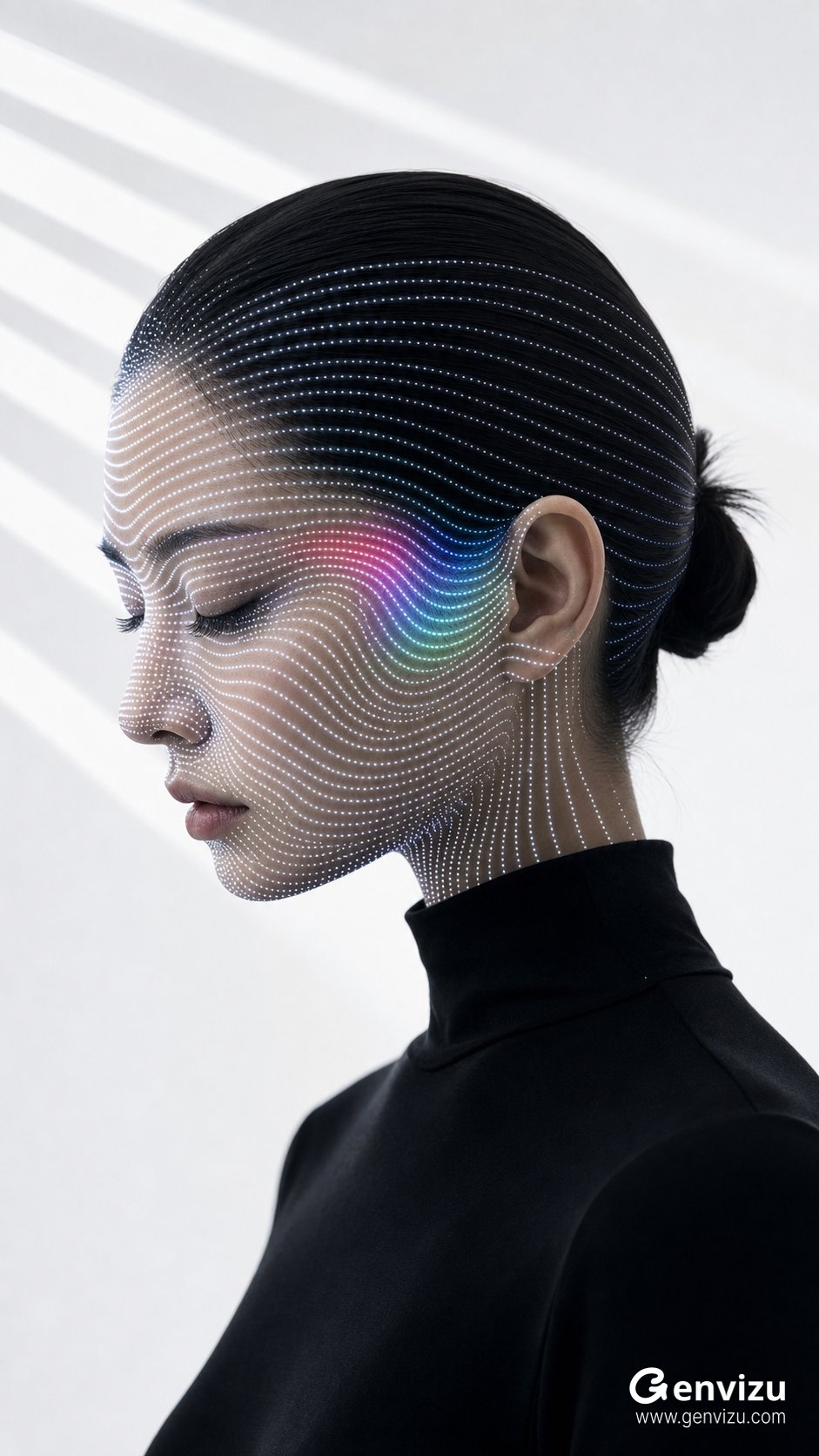 Portrait Minimalist 3D Futuristic Cool Tone