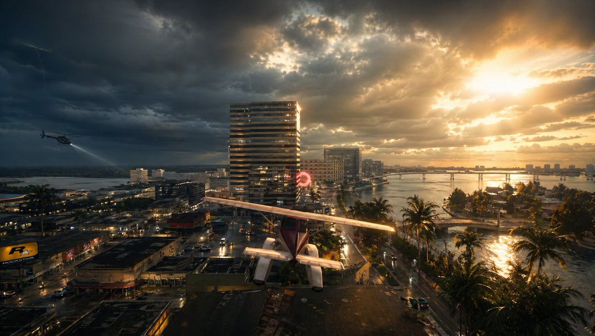 Architecture realistic rain city