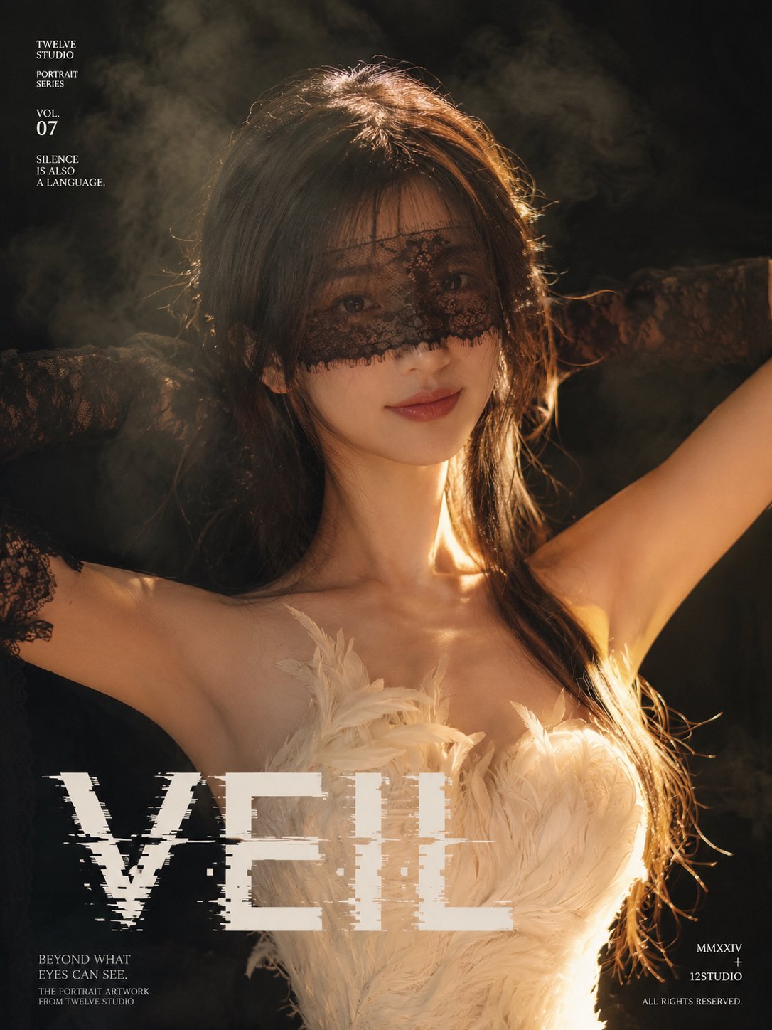Feather Lace Haute Couture Fashion Portrait