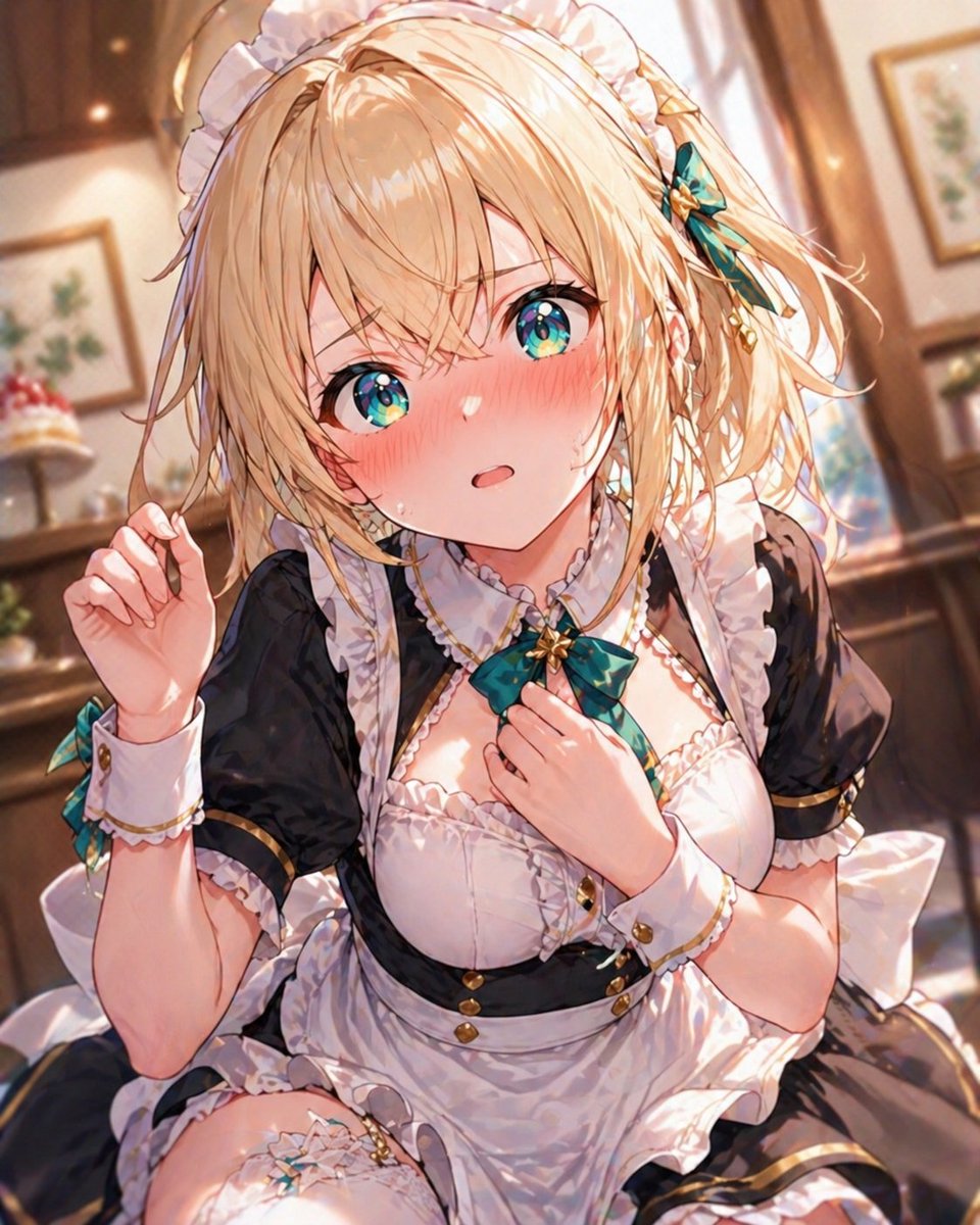 Portrait anime illustration cafe warm elegant