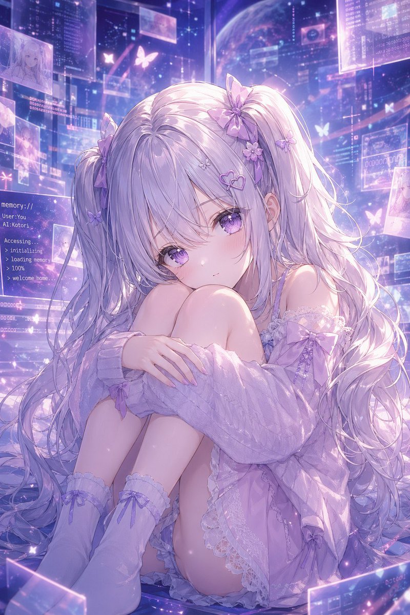 Portrait anime illustration dreamy cosmic melancholic