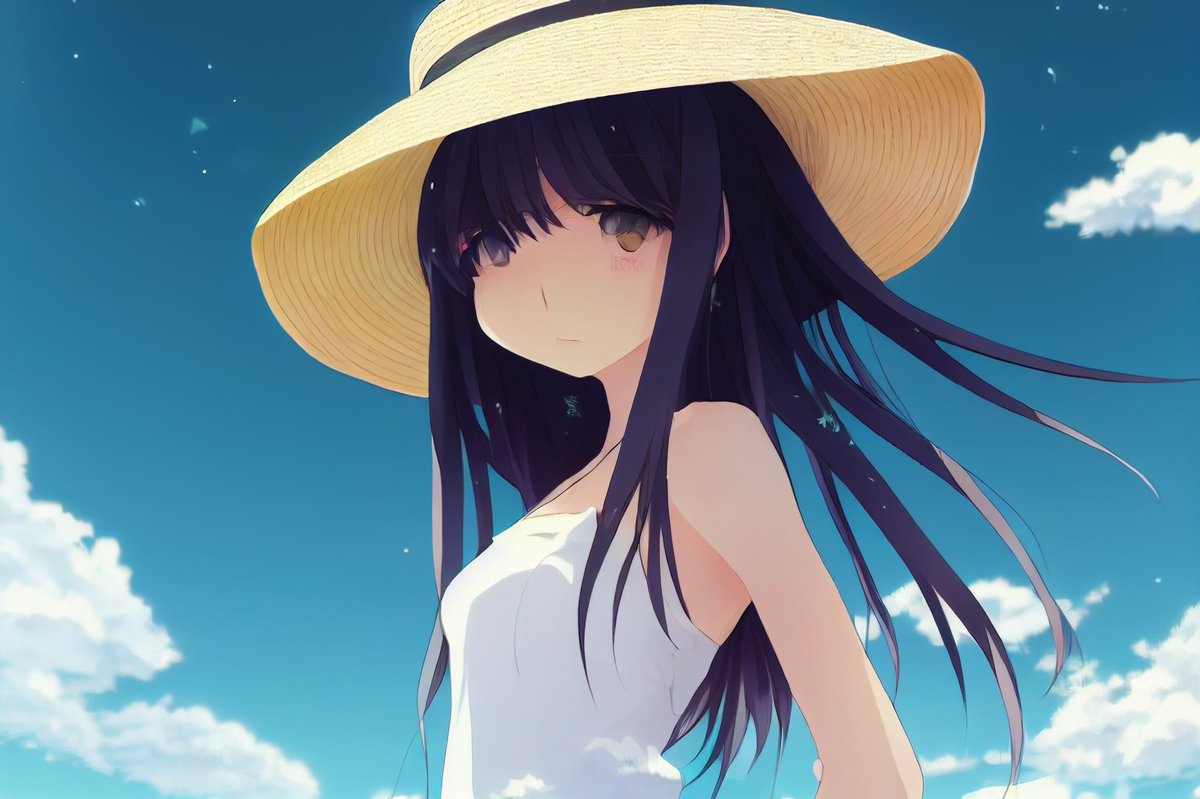 Portrait anime illustration outdoor dreamy gentle