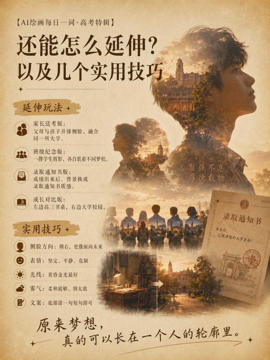 [AI Art Daily Word · Gaokao Special] Put Your Dream University into Your Silhouette
