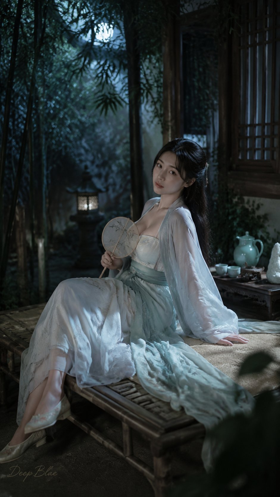 The bright moon conveys longing~