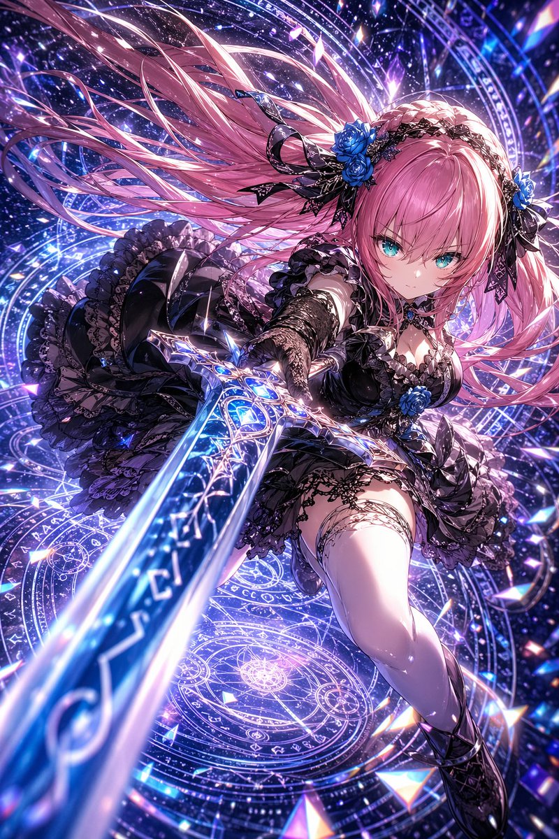 Woman anime illustration cosmic starry sky elegant